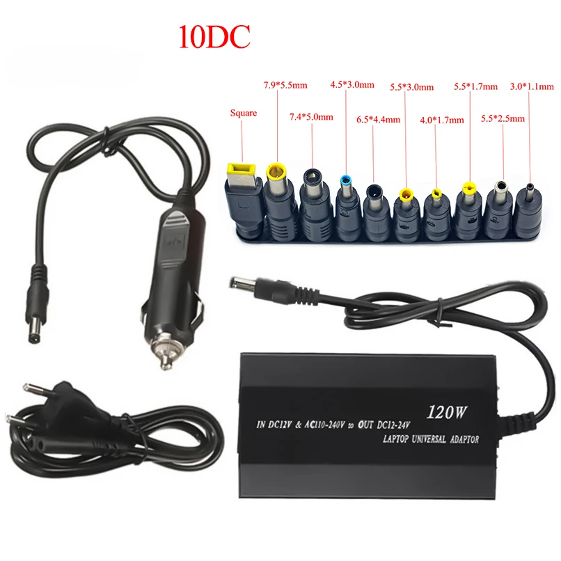 

Adjustable 120W 220v 110v to 12V 15V 16V 18V 19V 20V 22V 24V Car Charger Universal AC DC Power Adapter Supply Usb Notebook