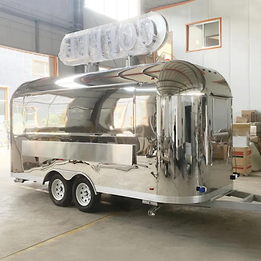 

Coffee Catering Concession Trailer Customized with Full Kitchen Hot Dog Ice Cream Food Truck Stainless Steel Equipment