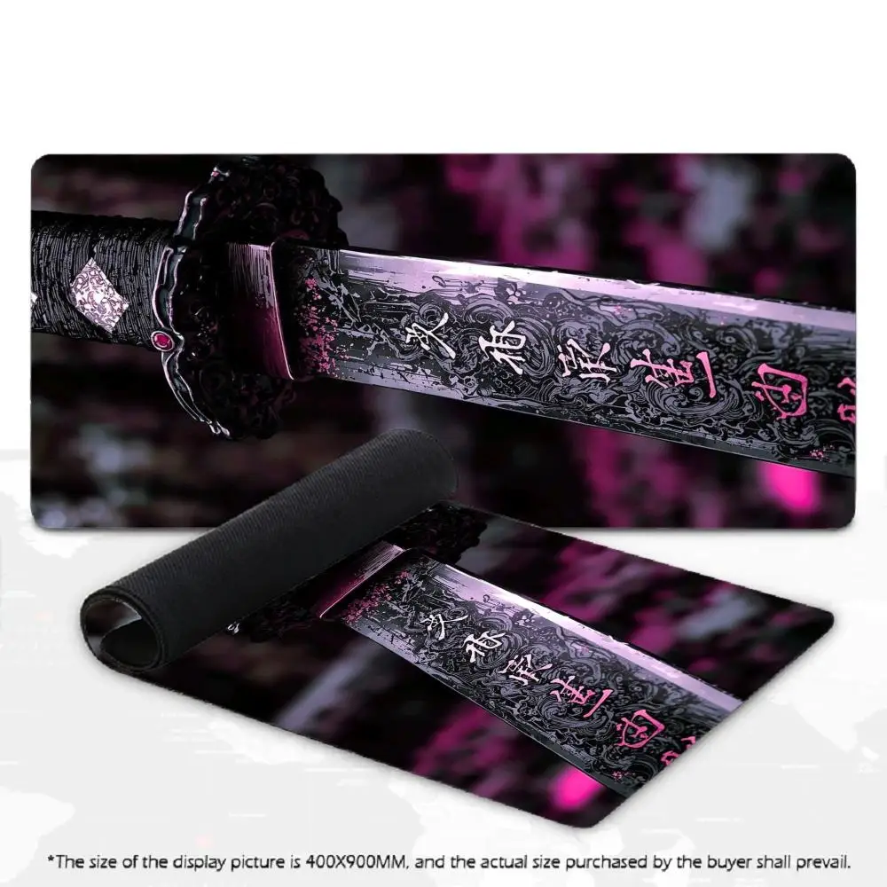 

Коврик для мыши с самурайским мечом, нескользящий игровой коврик для мыши, геймерский коврик для киберспорта, игровой механический коврик для клавиатуры XXL, настольный коврик