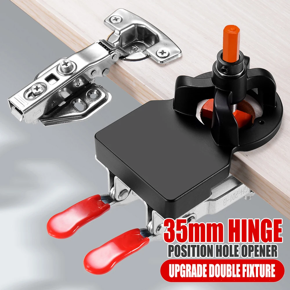 

35mm Hinge Position Hole Opener Upgrade Double Fixture Drilling Jig Guide Cabinet Door Locator Aluminum Alloy Woodworking Tool