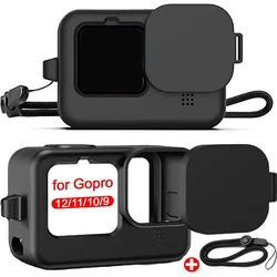 For GoPro Hero 12 11 10 9 Camera Soft Silicone Sleeve Protective Case with Rubber Lens Cover Anti-scratch Protector Cover Shell