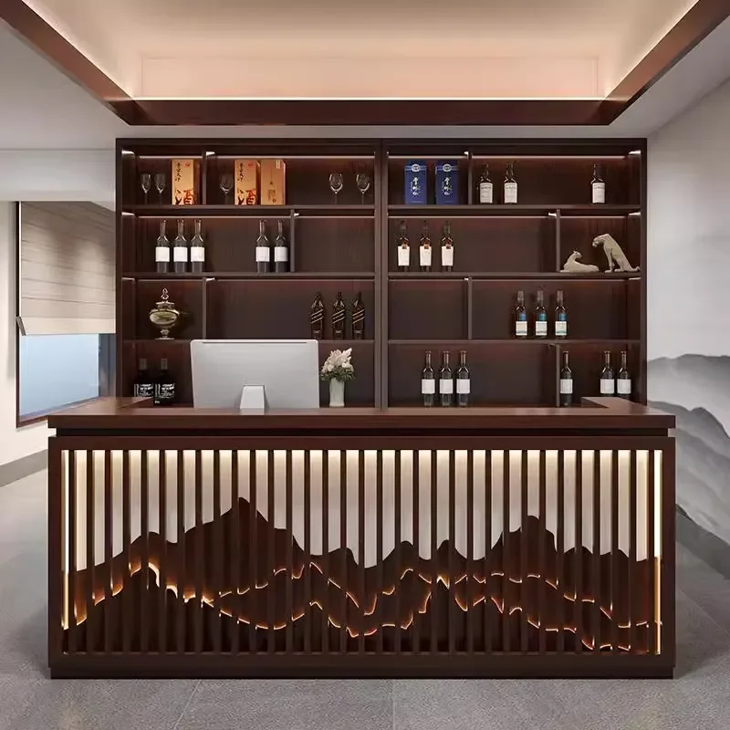 for Commercial Retro Chinese Style Checkout Counter Tea Room Bar Reception Desk Catering Front Desk Foot Therapy Ear Shop