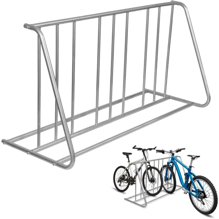 Grande supporto per portabiciclette con griglia verticale bifacciale in metallo argentato, supporto per bici da pavimento per Gara da interno