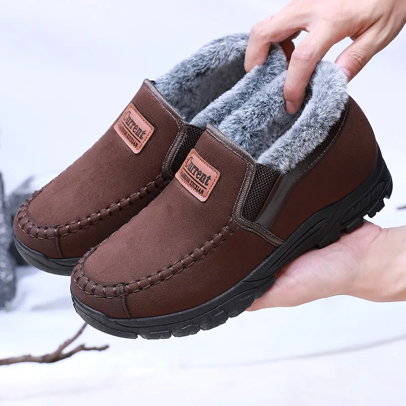 Bottes de neige courtes en peluche pour hommes, coton, chaudes, épaisses, coordonnantes, daim, décontractées, hiver, mode, nouveau
