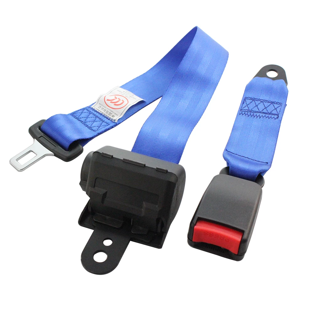 2 Point Universal Car Safety Belts Adujstable Seat Belt Automatic Telescopic Lock Buckle Retractors Universal Blue Car Belt