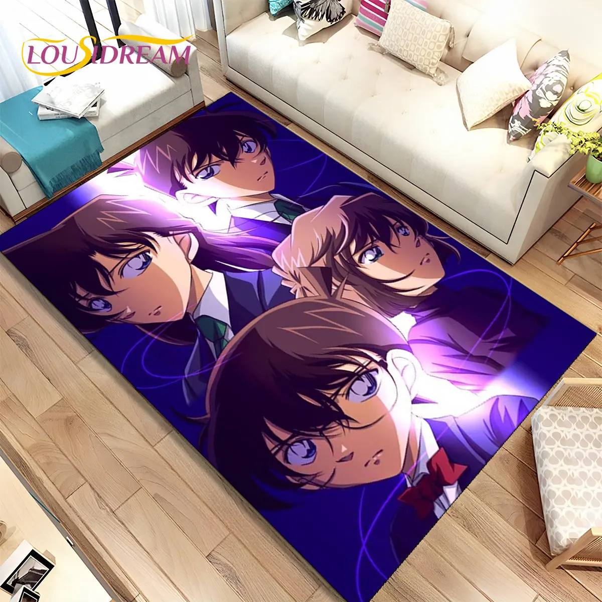 Anime Detective Conan Cartoon Area Rug Large,Carpet Rug for Living Room Bedroom Sofa Doormat Decoration,  Kid Non-slip Floor Mat