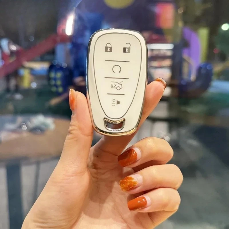 

5-кнопочный чехол для автомобильного ключа с серебряным краем, брелок для Chevrolet Chevy Malibu Camaro Cruze Traverse Sonic Volt Bolt Equinox