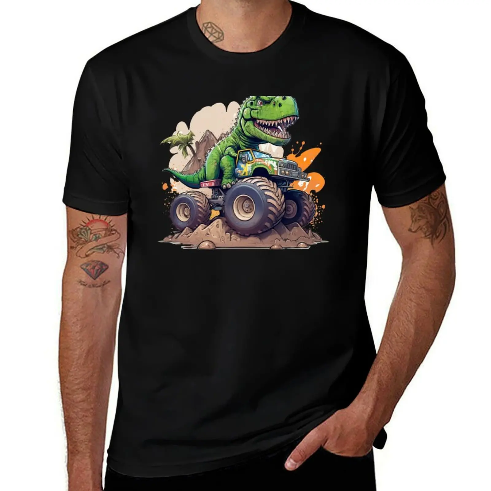 T Rex Dinosaur Riding Monster Truck T-Shirt t shirt personalised T-Shirt