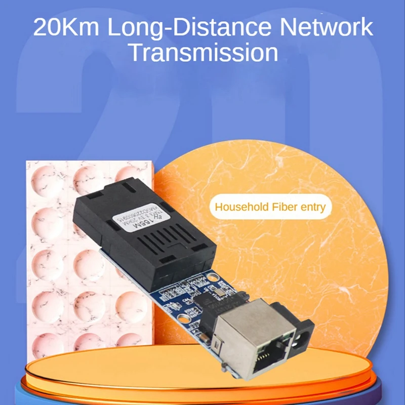 Mini convertidor de medios ópticos de fibra, interruptor de fibra de 10/100Mbps, modo único, Puerto SC de 20Km