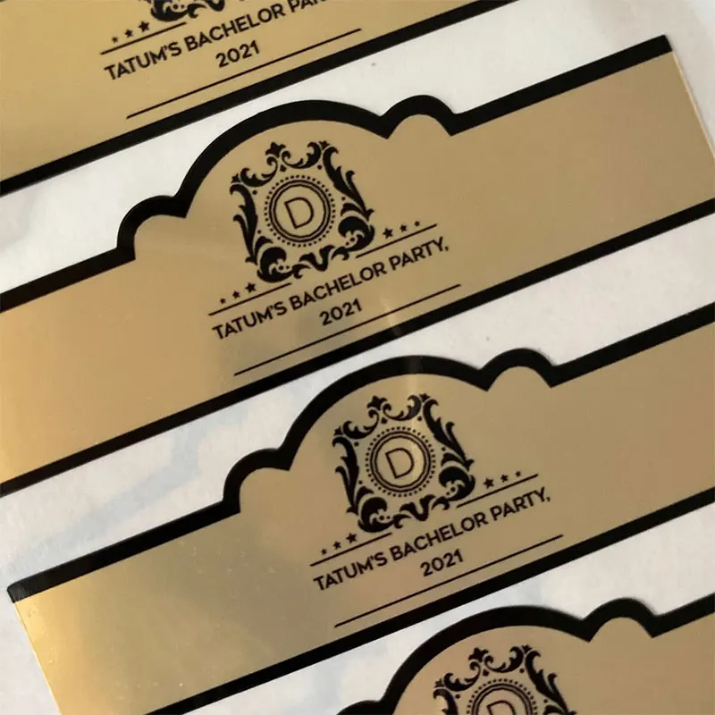Custom Gold Foil Wedding Cigar Labels Stickers Personalized Cigar Wrappers Anniversary Favor Engagement Announcement Stickers