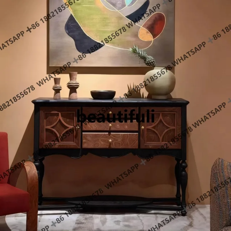 

Retro solid wood entrance cabinet, living room against the wall, color matching dining side cabinet