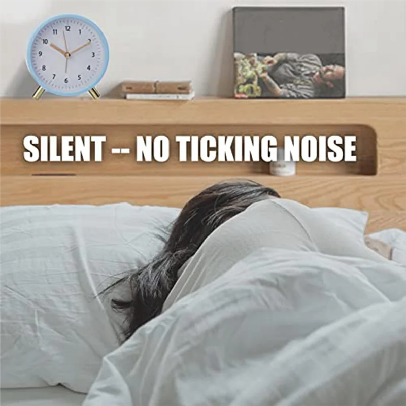 Alarm Clock Desktop Alarm For Bedroom Battery Operated Round Clock With Backlight Blue