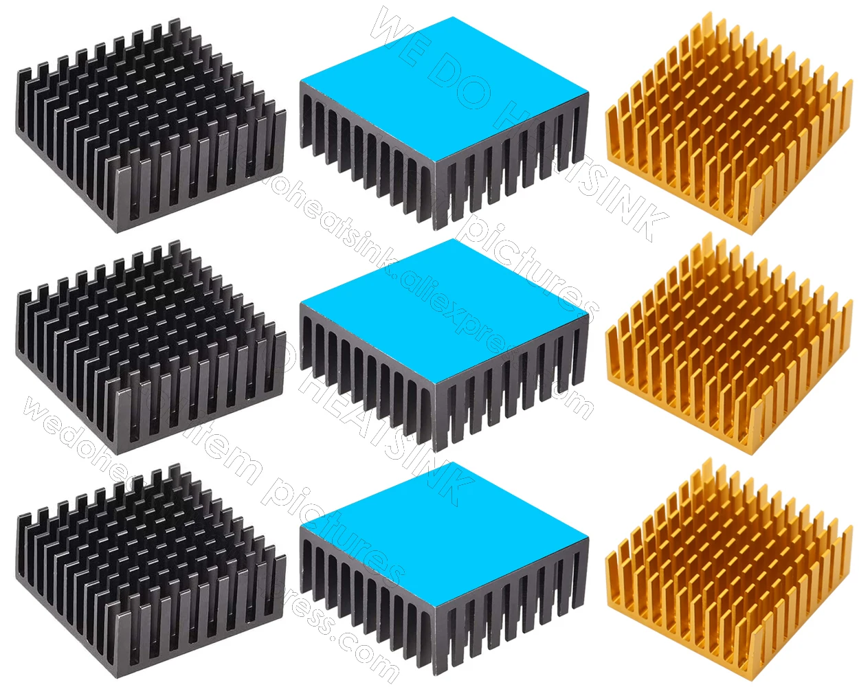 35x35x14mm Black / Golden Aluminum Heatsink radiator for Chip LED IC Electronic integrated circuit Heat Sink COOLER cooling