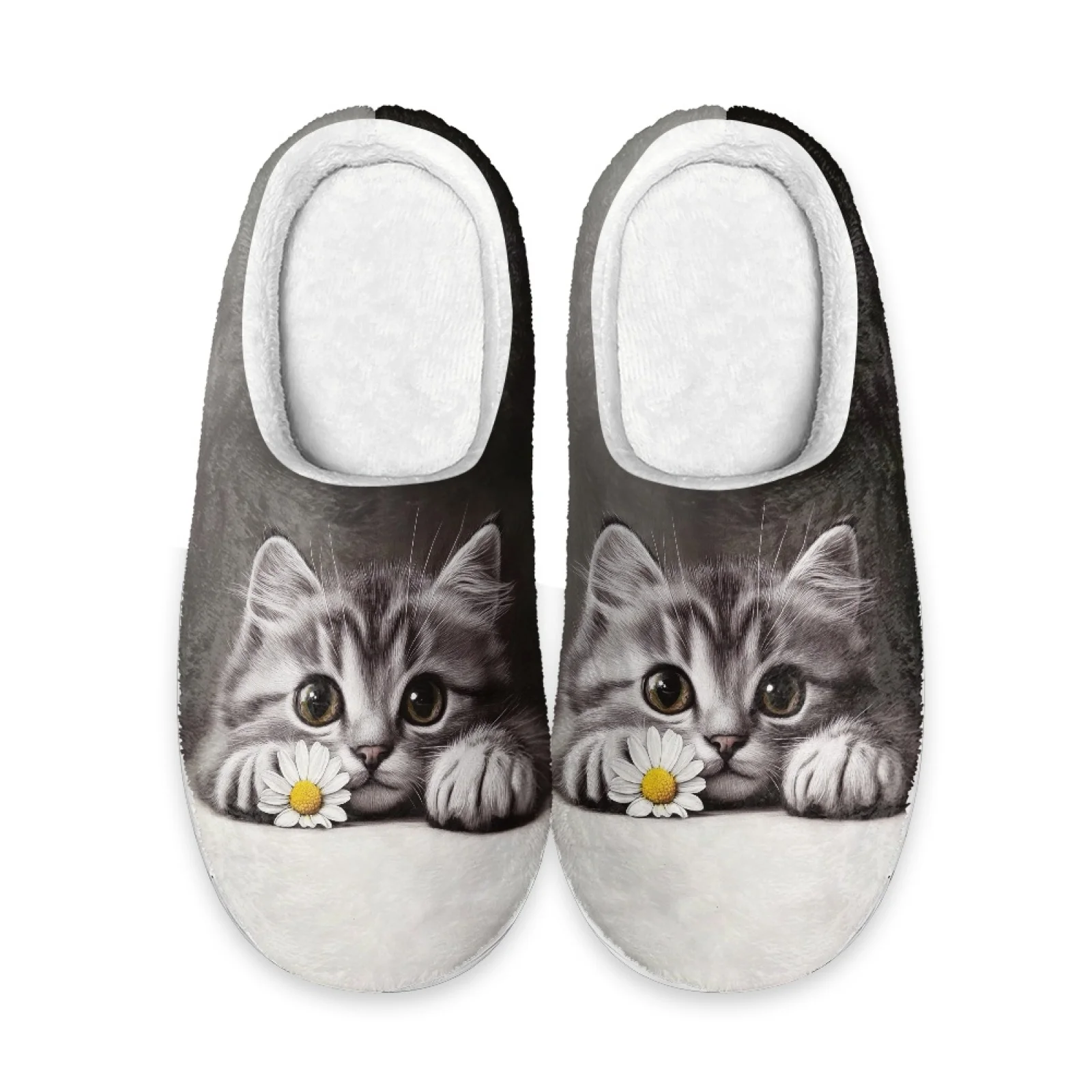 PENSTROLL Cat Cute Wfh Cozy Essentials Slippers House Shoes That Don't Rub Top Of Foot Cotton Slippers Size 35-47