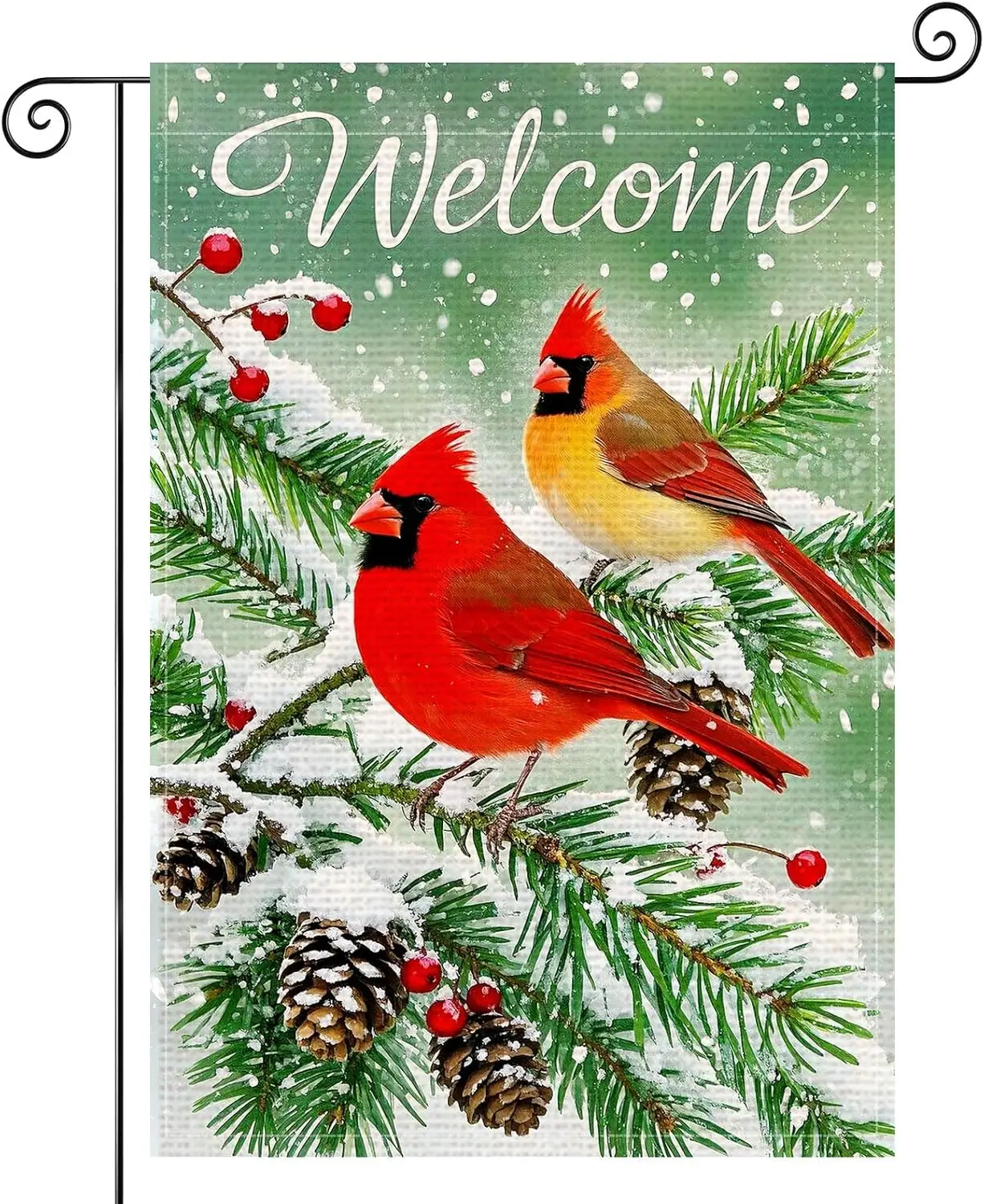 Welcome Garden Flag 12x18 Inch Bird Garden Flags Burlap Double-Sided Snowflakes Winter Holiday Decoration Banner Merry Chris EEZ