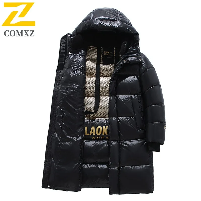 COMXZ Men Winter Jacket Long-Length Thickened Ski Trip Windproof Feature Snow Puffer Jacket Street Look Warm Design Padding Coat