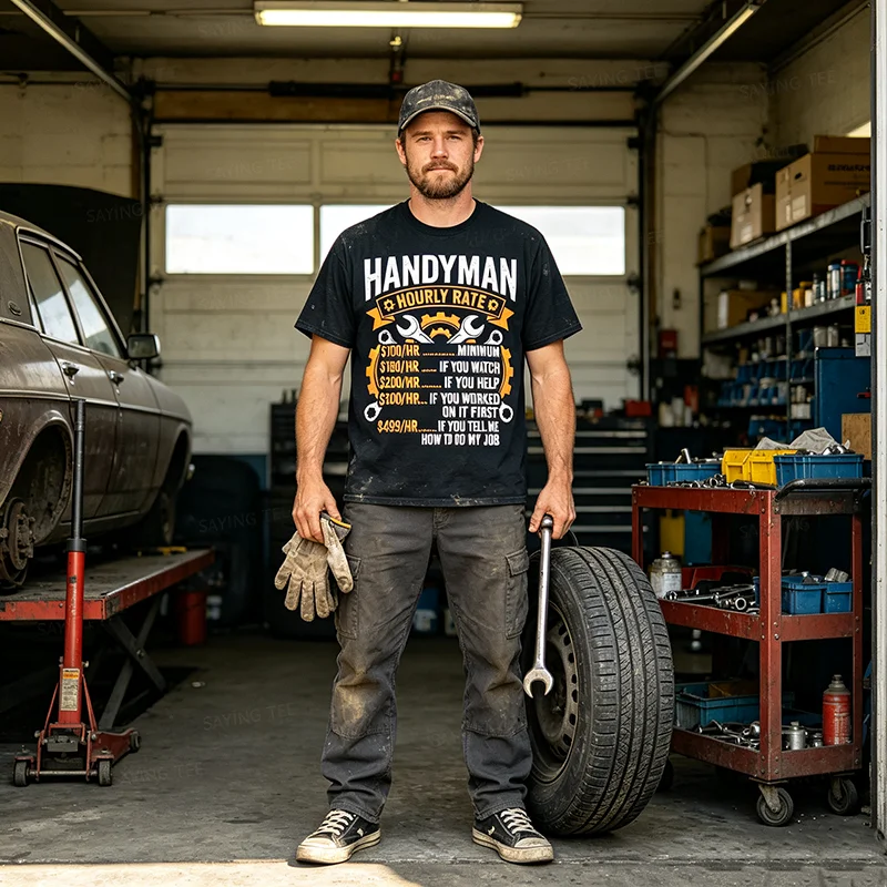 Lustiges Handwerker-Kunstwerk für Männer Jungen Papa Herr Fix-it Handwerker T-Shirt Y2k Herrenmode Wartungs- & Reparaturmann Grafik-Spruch T-Shirt Geschenk – Detail 4