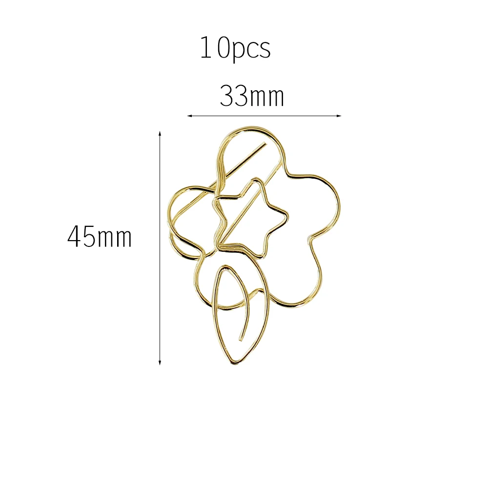 10PCS Bookmark Gold Color Shooting star Clip Bookmark Metal Paper Clips Binder Clip Office Accessories