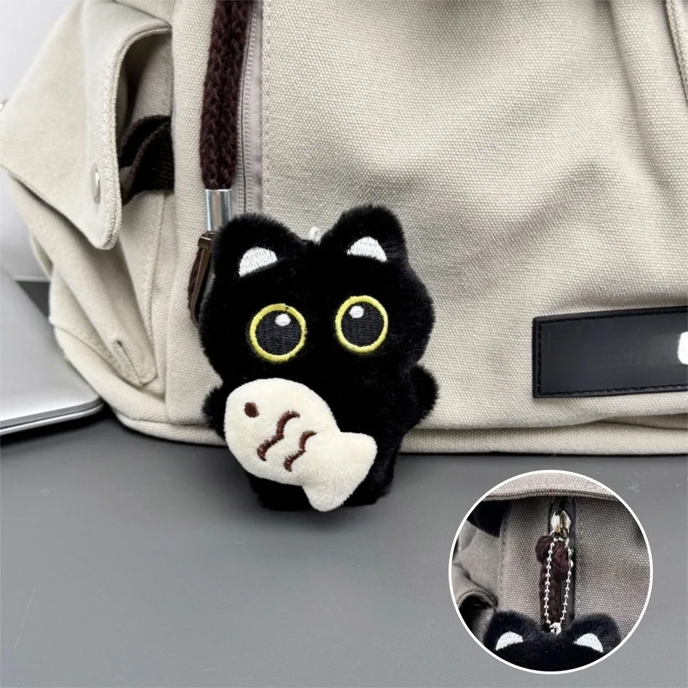 

New Fish Black Cat Plush Doll Keychain Bib Wings Doll Bag Pendant Strawberry Car Key Ring Gifts
