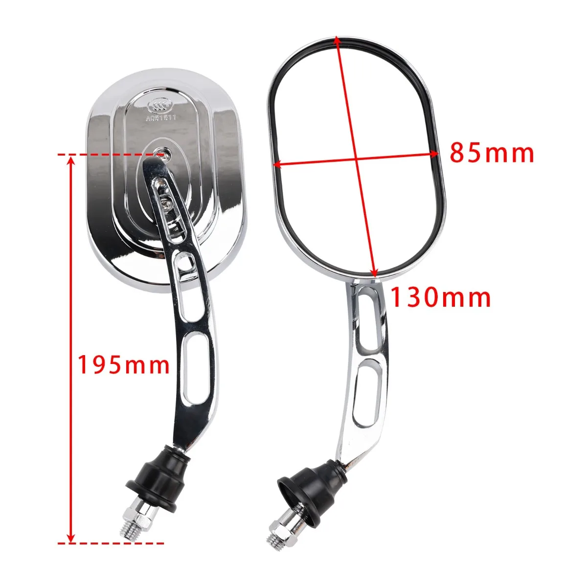 10mm Chrome Motorcycle Rearview Side Mirrors Replacement Accessories 2PCS For Choppers Cruiser Custom view 3