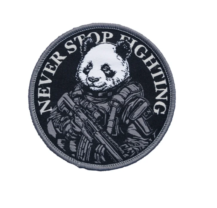 Scream Tactical Panda Never Stop Fighting Embroidery Patch Hook Loop Emblem Badge Armband For Backpack Vest Helmet Uniform