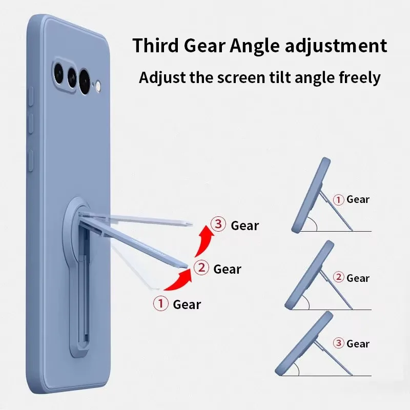 Luxuriöse Flüssigsilikon-Handyhülle mit verstecktem Klappständer für Google Pixel 6 6A 7 7A 8 8A 9 9A 10 10A 11 Pro XL Rückseite – Detail 3
