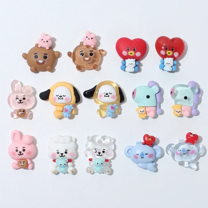 20pcs Kawaii BT21 Resin Accessories DIY Handmade Phone Case Hair Clip Accessories Water Cup Refrigerator Sticker Material Gift - view 3