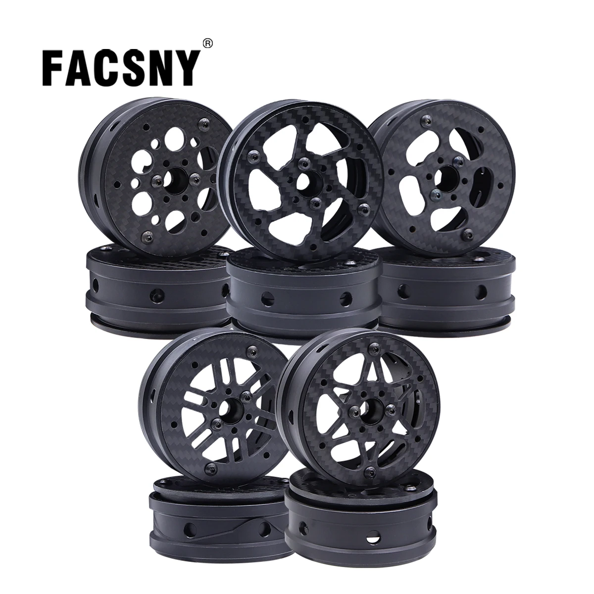 4PCS 2.2 Inch Carbon Fiber Wheels Rim For 1/10 RC Crawler LCG Cheater Rigs Building Capra SCX10 Pro TRX4 Upgrade Parts