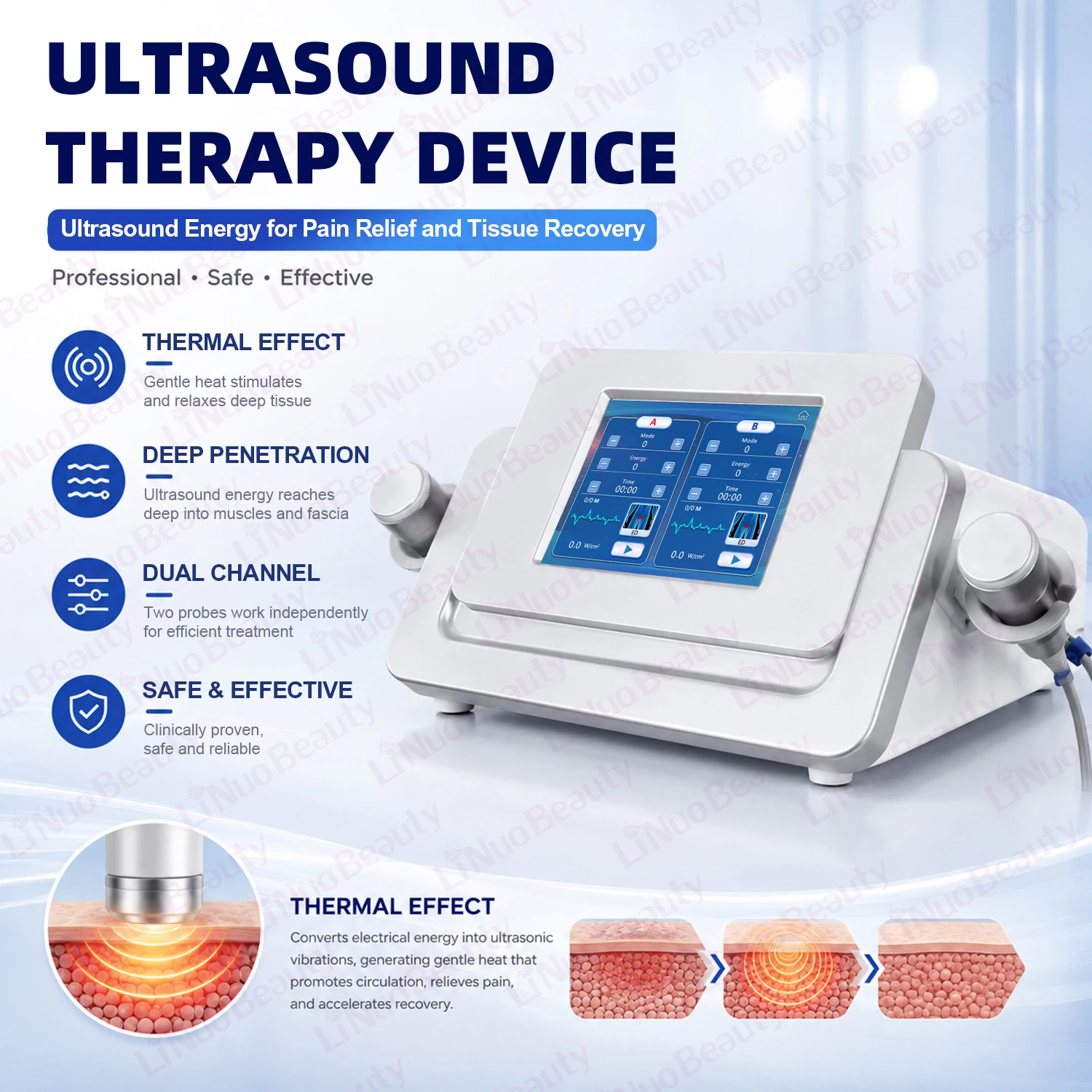 Dual‑Channel 1MHz Ultrasound Physical Therapy Machine Muscle Joint Pain Reliever Salon Home Physiotherapy Tool