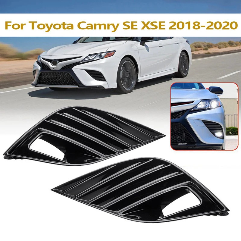 1Pair Front Bumper Fog Light Lamp Cover Bezels Car Accessories For Toyota Camry SE XSE Hybid 2018 2019 2020