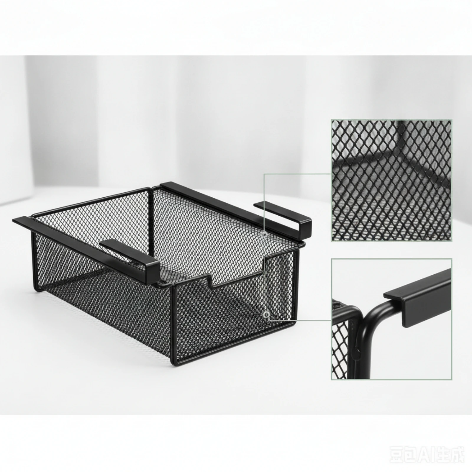 Under Shelf Hanging Storage Bin Basket Space-Saving Under Shelf Wire Basket Slide-on Tooltool-Less for Closet, Wardrobe