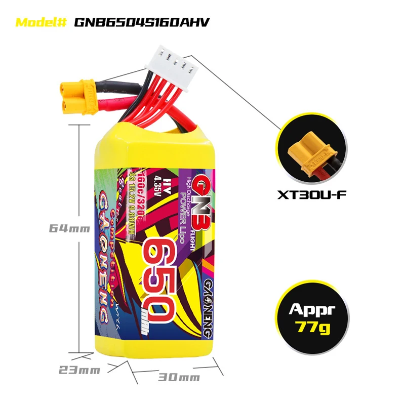 4 Stuks GNB 4S 15.2V 650mAh 160C/320C Oplaadbare Lipo Batterij voor FPV Racing Drone quadcopter Helikopter Vliegtuig RC Onderdelen