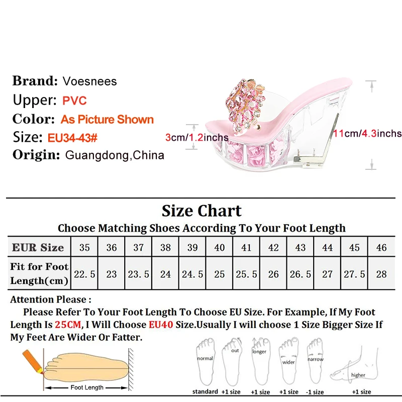 Women Summer Slippers 11CM Crystal Chunk Heel Party Sandals Bling Rhinestone High Heels Transparent Wedges Nightclub Dance Shoes