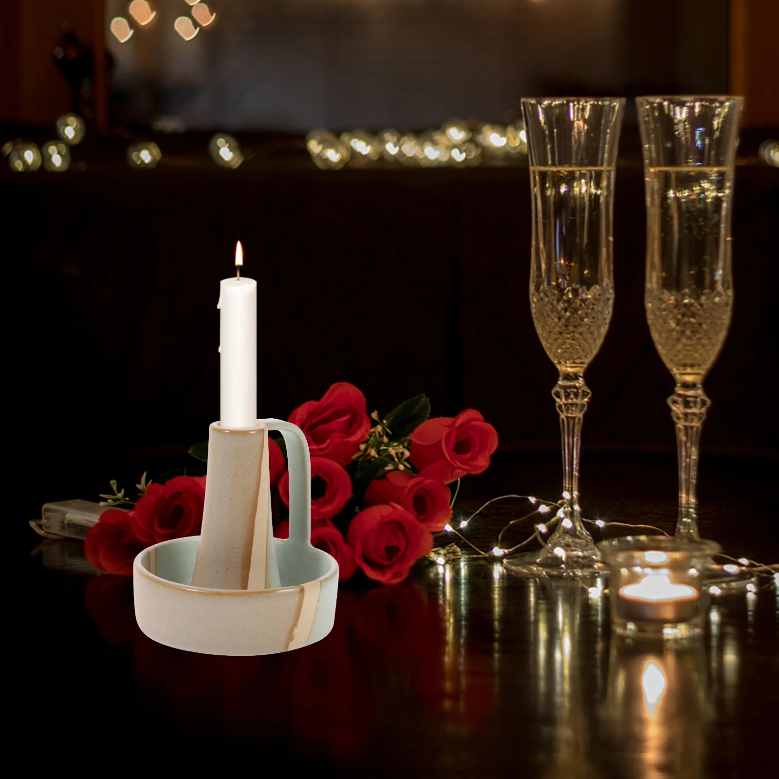 

2Pcs Ceramic Holder Retro Chic Creative Design Decorative Holder for Candlelight Dinner Party Home Accent