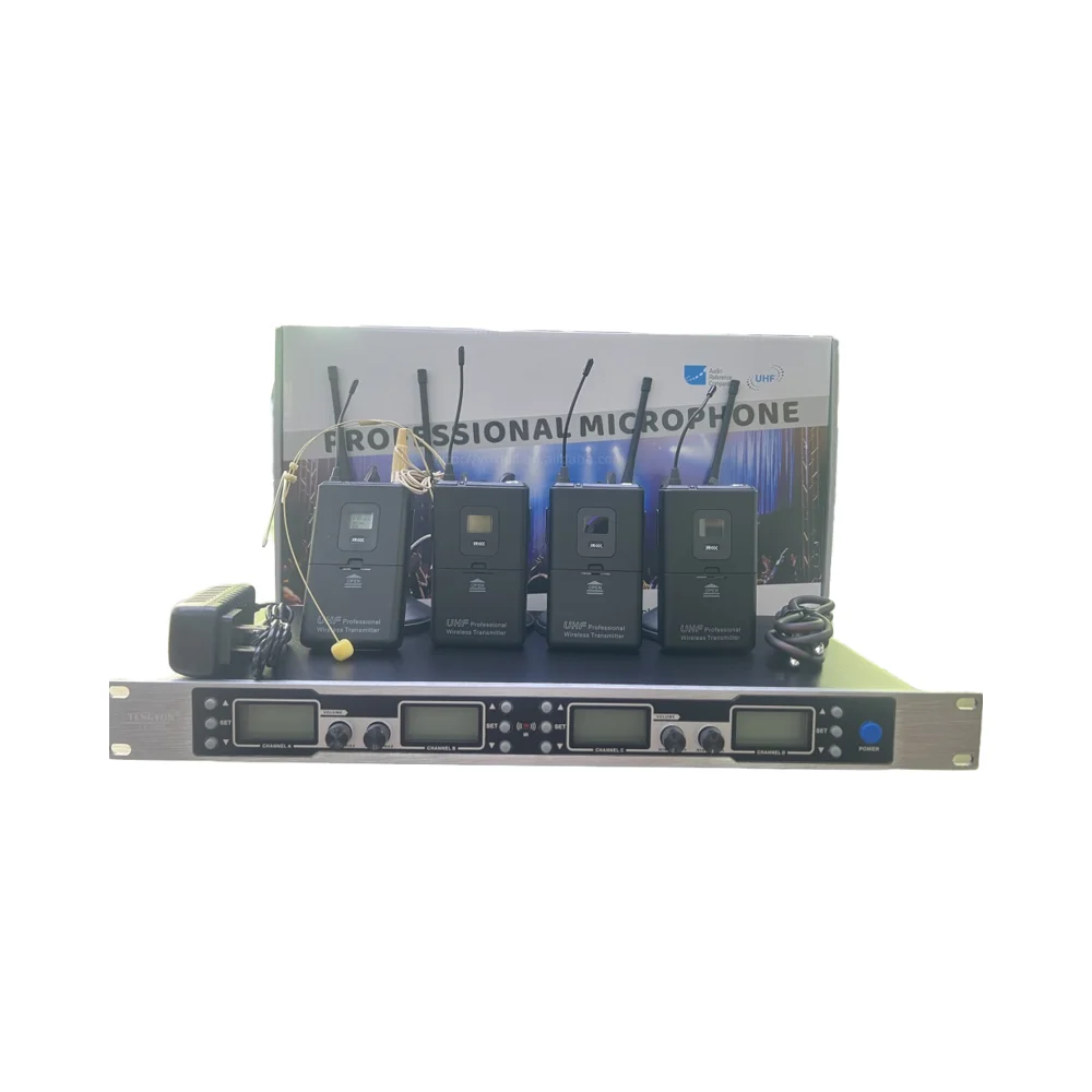 

Voxfull UT400 High Fidelity Pe ormance 4-Channel Wireless UHF Color Headset Microphone Cardioid Vocal Microphone Kit