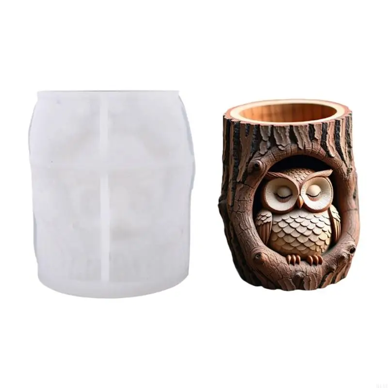 

91AF Owl Storage Container Crafting Mold Silicone Texture for Handcrafted Creations Resin Art and Home Ornaments