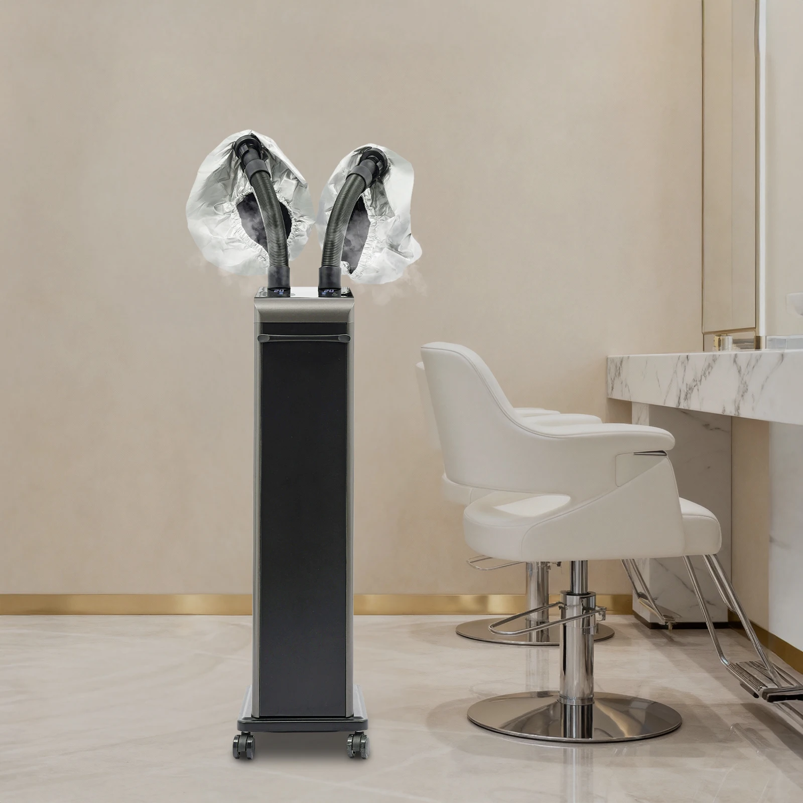 

Нано-отпариватель для волос, профессиональный микропаровой анионный прибор для ухода за волосами с вращающейся подставкой для глубокого восстановления и укладки волос (черный)