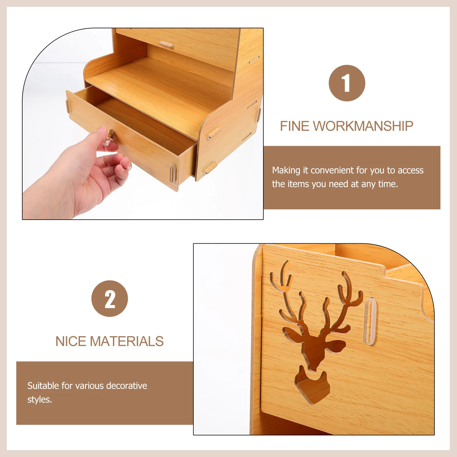 

Wooden Desktop Organizer Large Capacity Multi Compartment Pen Pencil Holder Stationery Storage Rack Office Desk Organizer