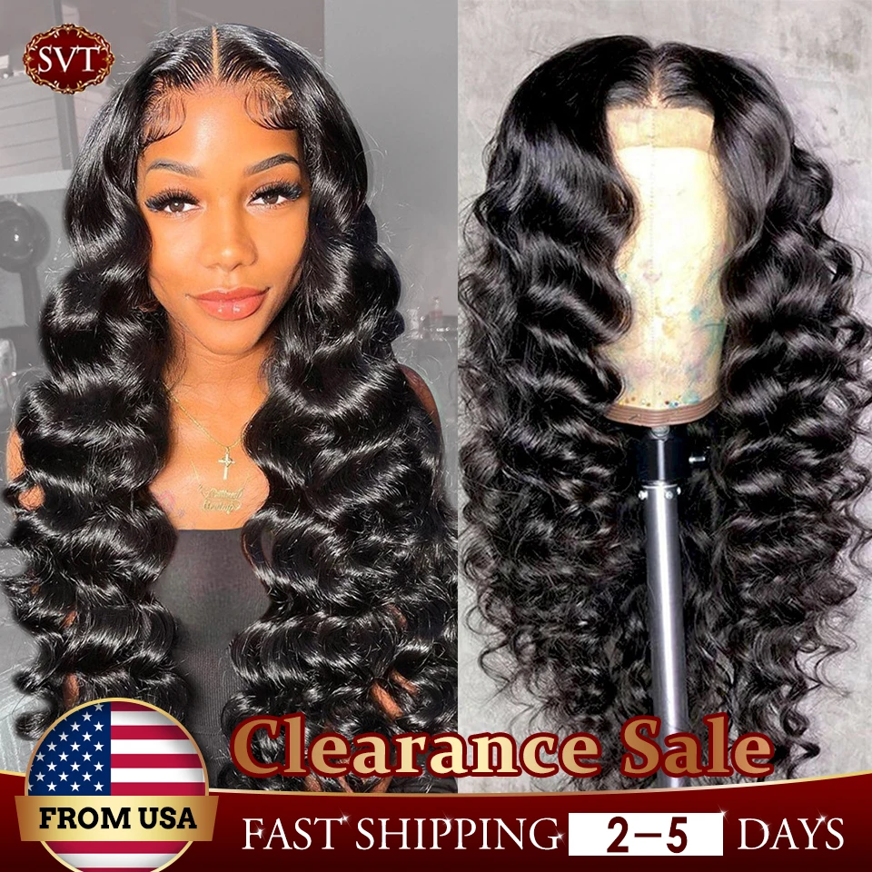 SVT 30 Inch Loose Deep Wave Lace Front Wig Pre-plucked Human Hair Wig For Women Indian Hair Closure Wig Wet And Wavy Frontal Wig