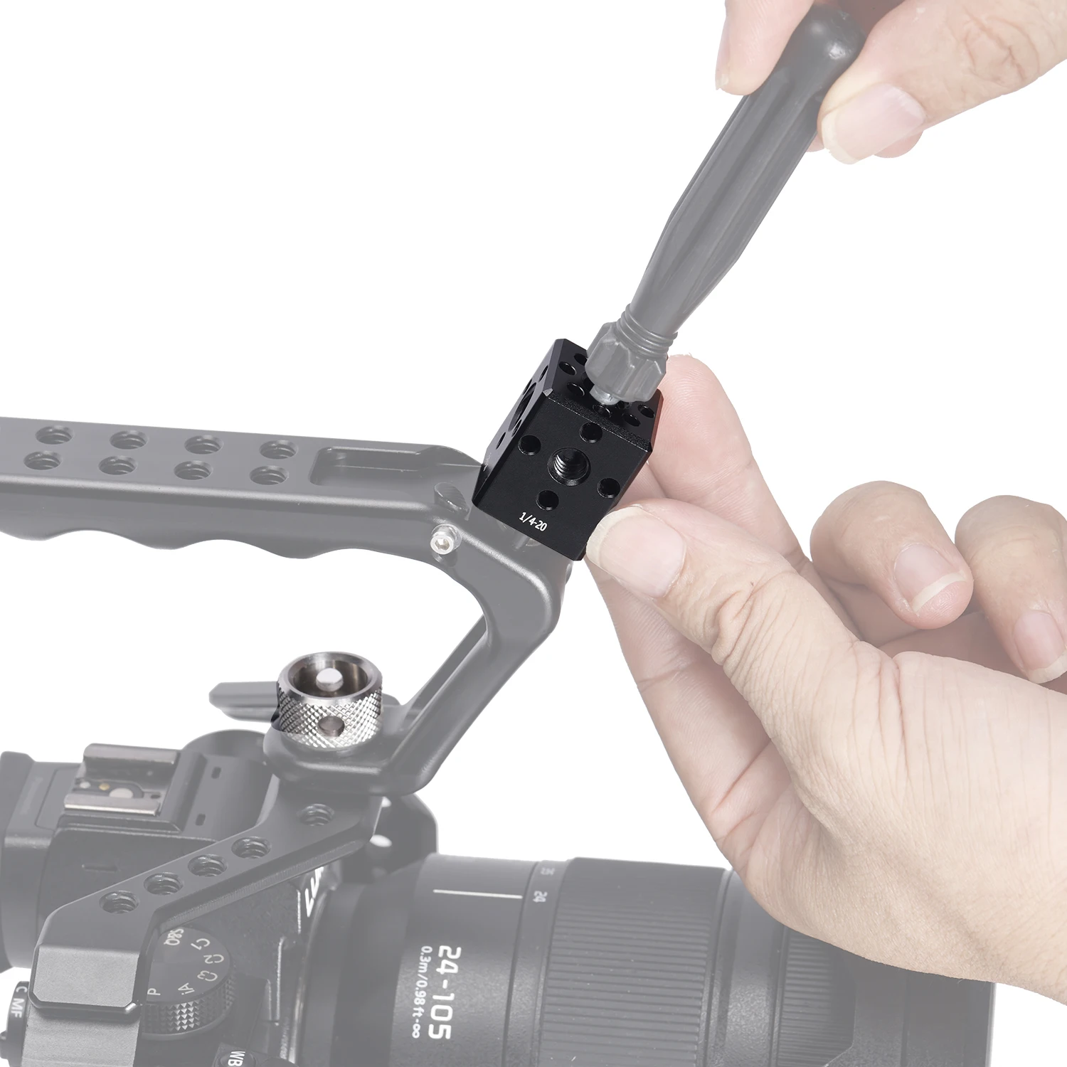 NICEYRIG Mini Cube Extension Bracket z otworami na śruby (3/8 i 1/4) Arri do mocowania, do eksploatacji z eksploatacji, lamp LED, mikrofonów — zdjęcie produktu 3