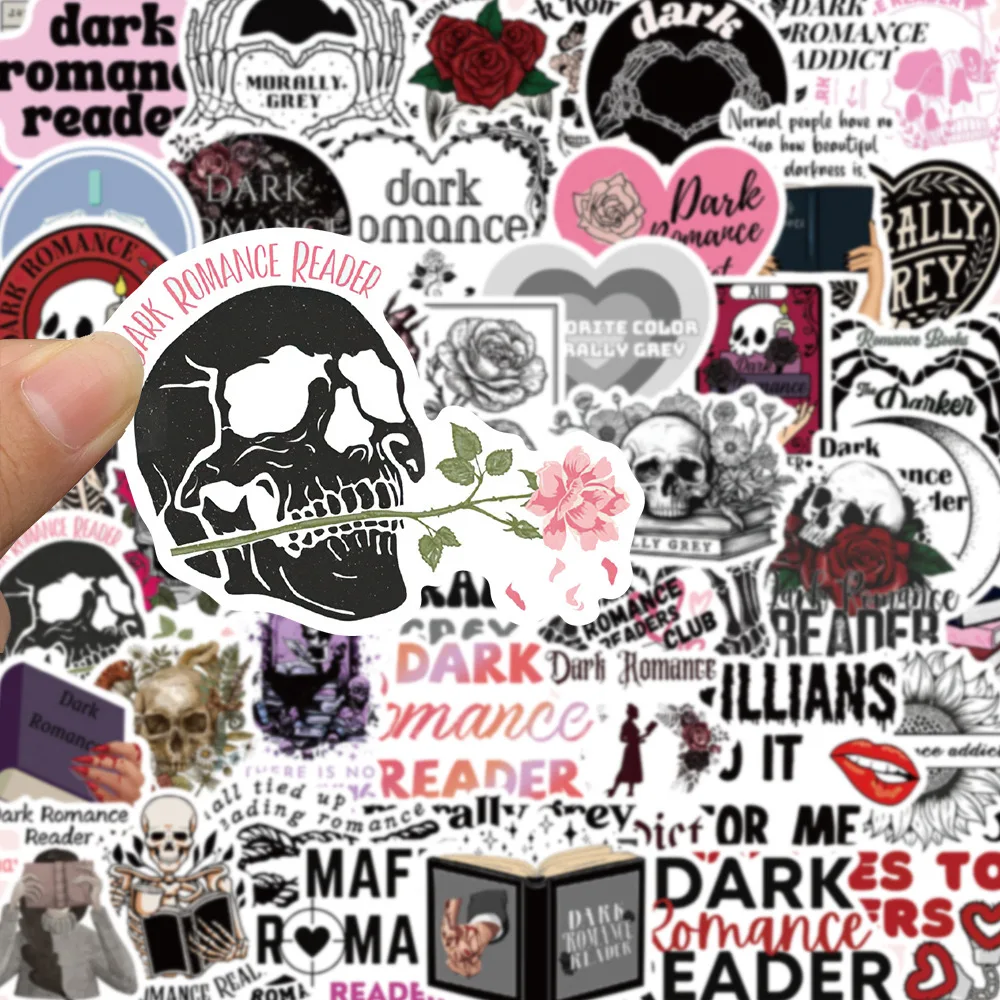 10/50pcs Cool Dark Romance Reader Skull Reading Stickers Aesthetic Graffiti Decals Luggage Skateboard Notebook Diary Sticker Toy