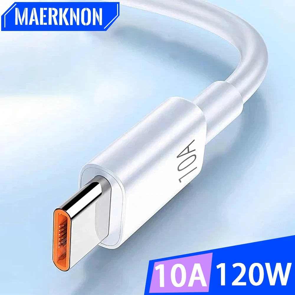 120W 10A USB Type C Cable Super Fast Charging Data Cord Quick Charge for Samsung Galaxy S23 Ultra Xiaomi Poco Huawei Mate 60 Pro