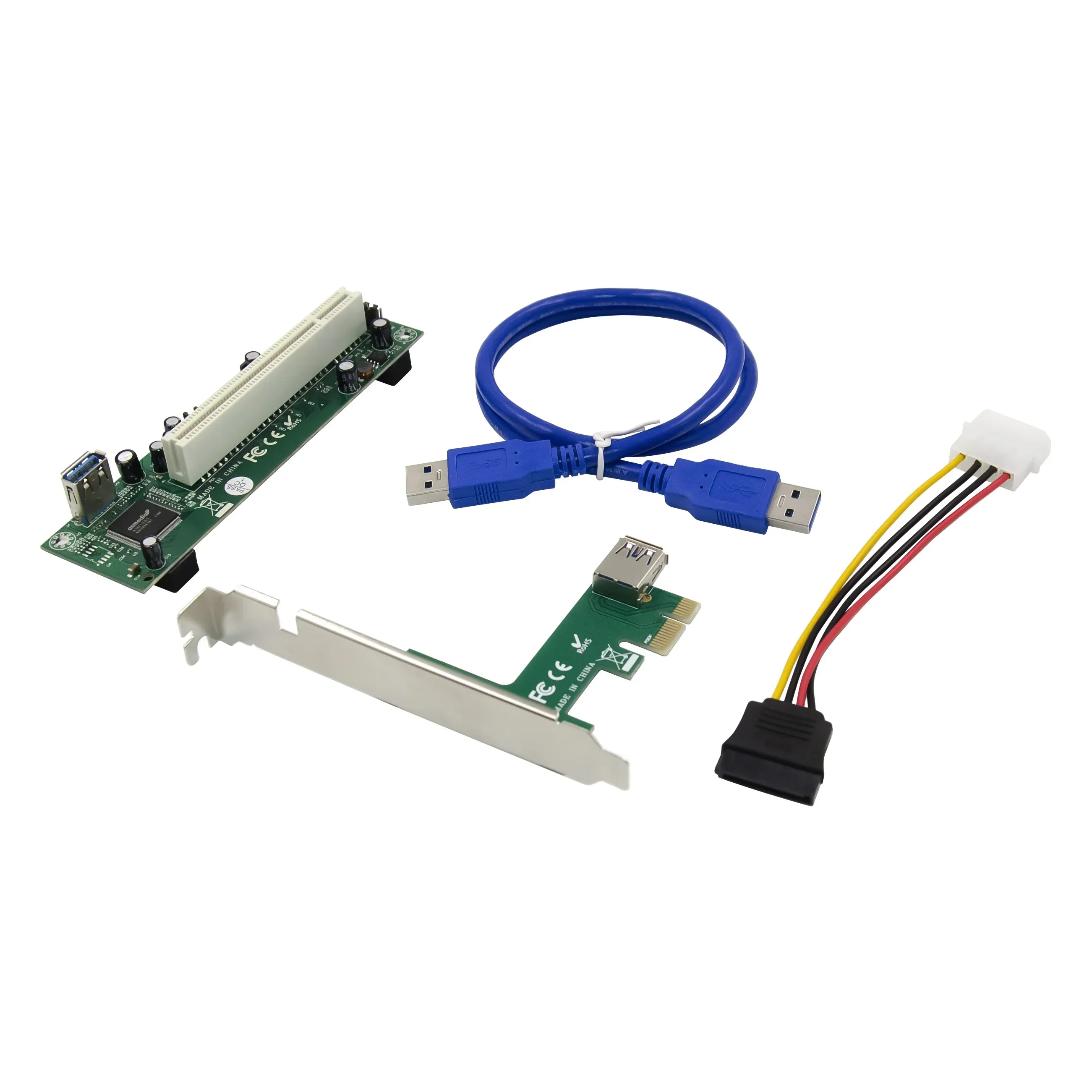 

PCI E PCI-E PCI Express X1 to PCI Riser Card Bus Card High Efficiency Adapter Converter USB 3.0 Cable for Desktop ASM1083 Chip