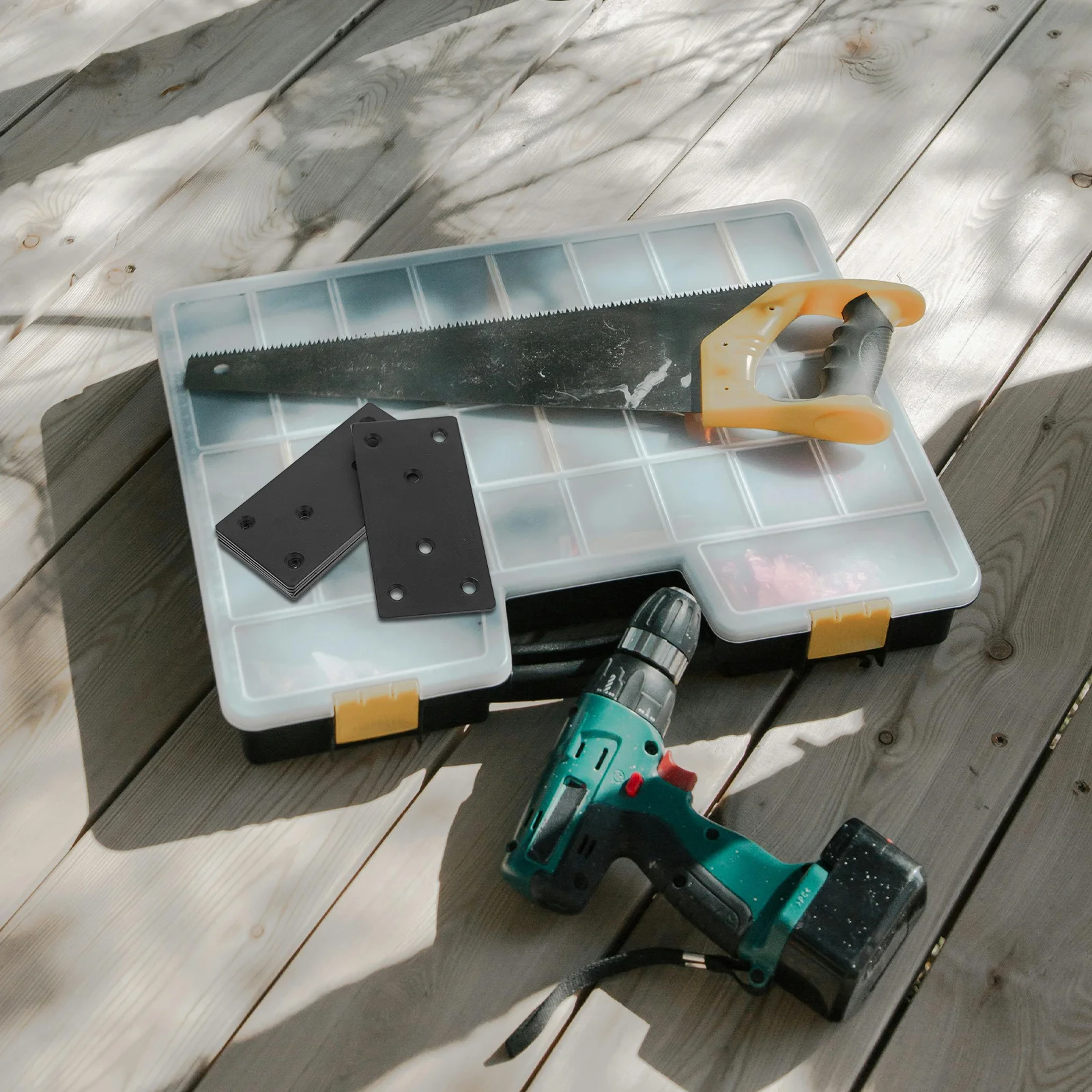 

6Sets Black Metal Repair Plates Flat Brackets Straight Joining Plates for Wood Furniture Reinforcement and Stability