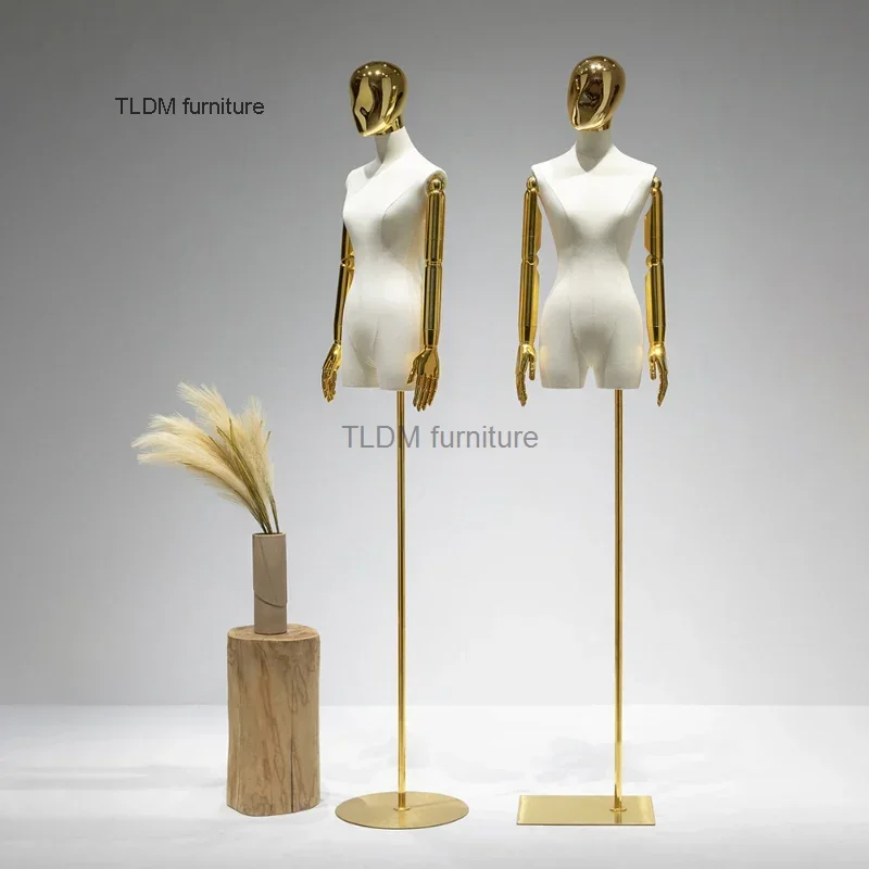 

Clothing Store Mannequins Female's Clothing Electroplating Linen Model Stands Props Female Dummy Mannequin Display Stands T