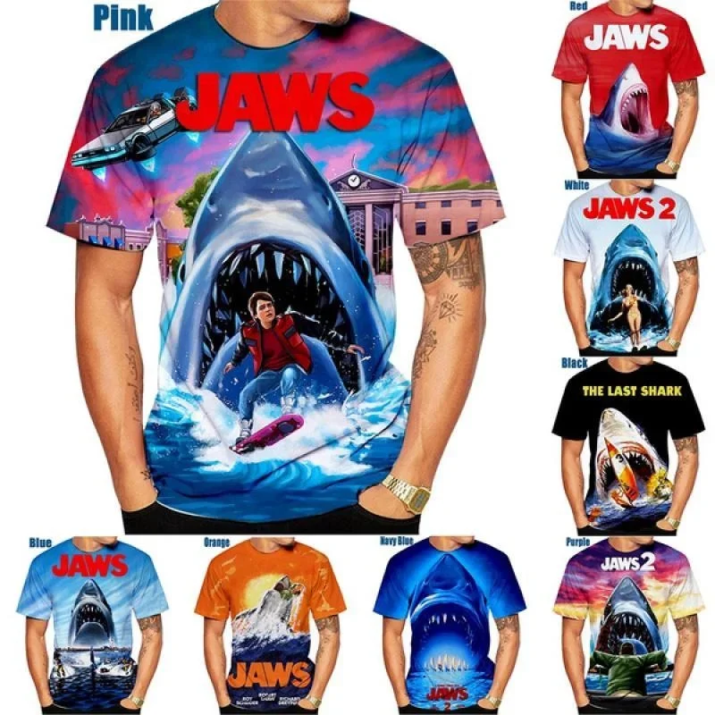 

2023 Men/Women Shark 3D Print T Shirt Horror Movie Jaws Tshirt Hip Hop Streetwear Tee Cool Clothes Tops