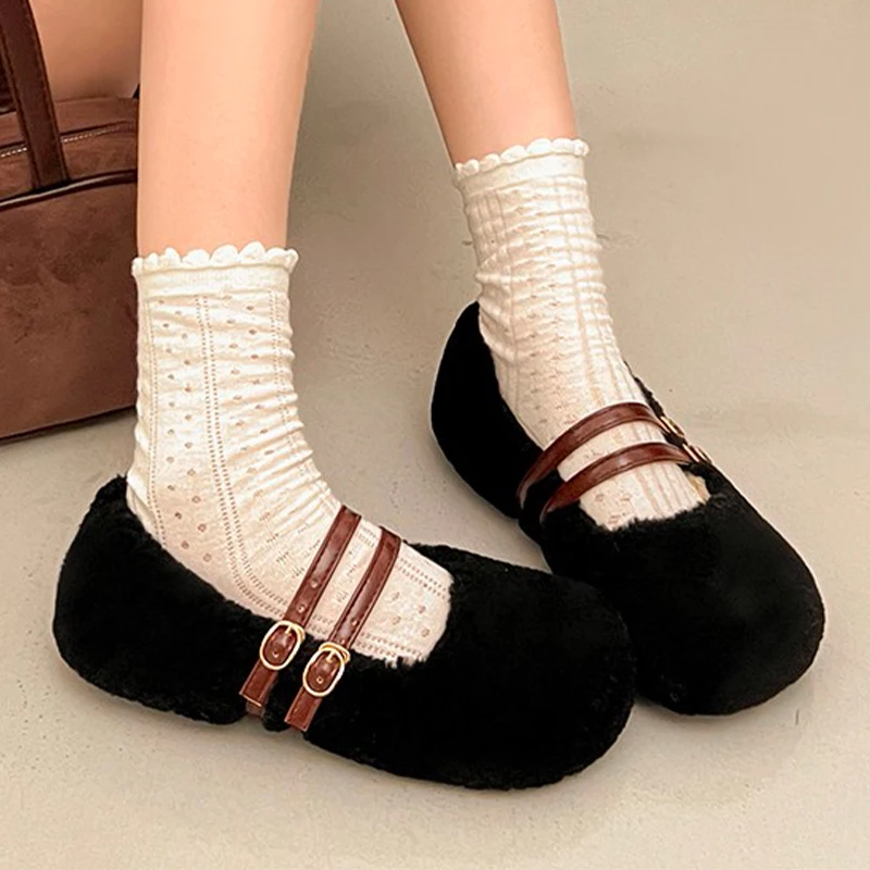 الفراء النساء أحذية مسطحة شتاء دافئ أحذية رياضية مريحة موضة حذاء كاجوال الضحلة عدم الانزلاق امرأة أحذية رياضية 2025 الاتجاه بوتاس موهير #3