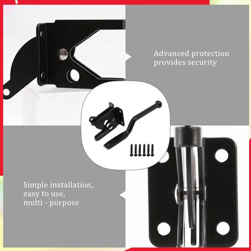 

B18B Прочная самоблокирующаяся защелка для ворот тяжелой силы, 3 шт., рычажный замок для деревянных дверей забора, черный