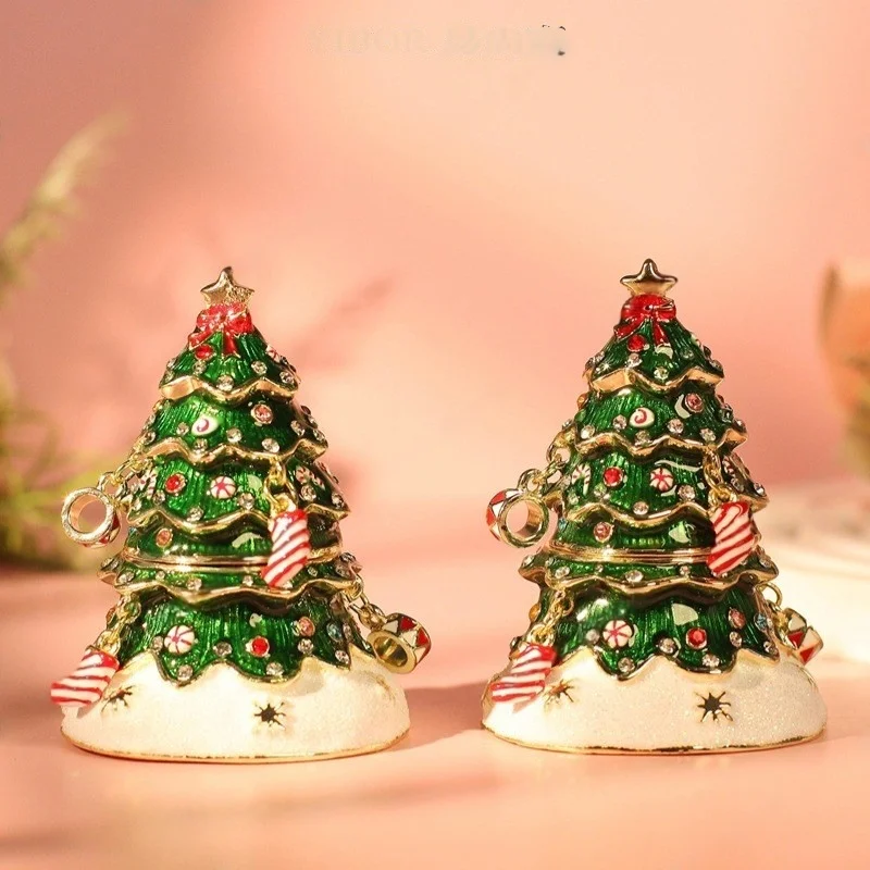 

Decorative Metal European Ins Style Seven Treasures Burnt Handicrafts Christmas Small Gifts Enamel Christmas Tree Small Ornament