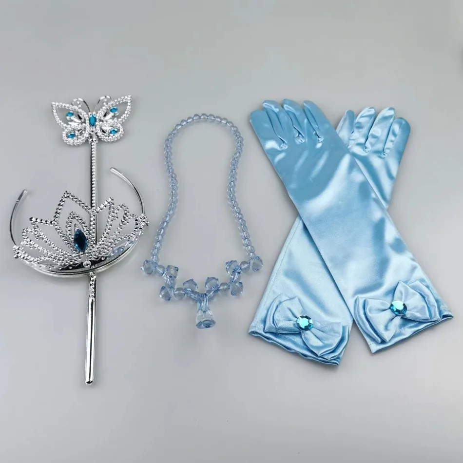 Princess Girls Blue Butterfly Magic Wand Crown Crystal High Heel Necklace Cinderella Cosplay Dress Up Jerlwery Girl Cosplay Toy